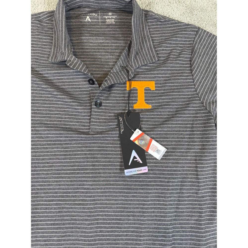 Antigua Tennessee Volunteers Mens Grey Striped Polo Shirt NCAA Vols Size M NEW - Picture 6 of 9